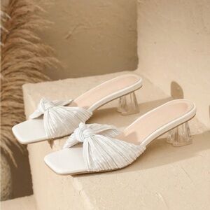 Zara White Pleated Sandals